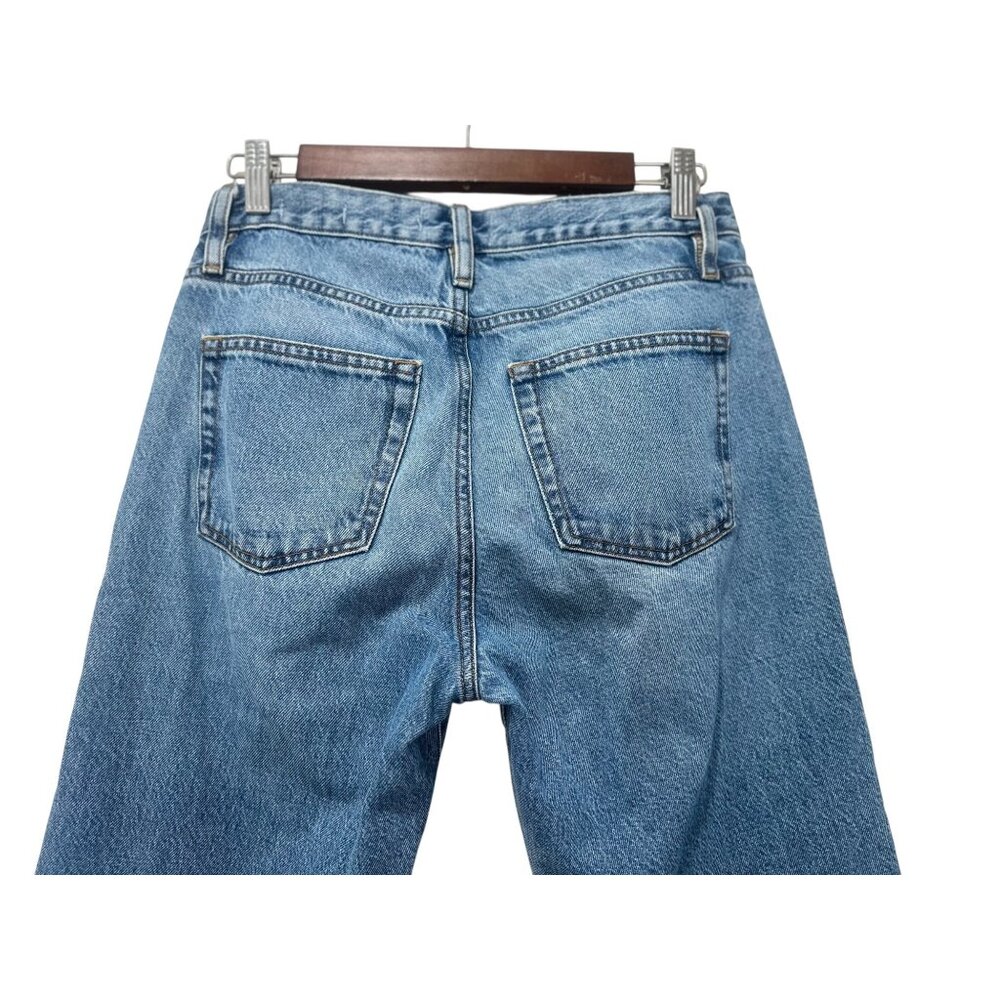 Frame The Hang Jeans Womens 25 Blue Selvedge Straight Leg Mid Rise Rigid Cotton - Picture 9 of 14